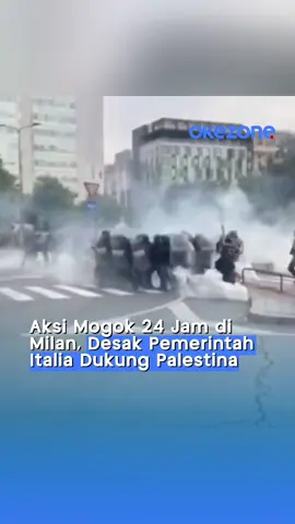 Milan memanas!  Polisi bentrok dengan demonstran pro-Palestina saat aksi mogok umum 24 jam. Massa menyerukan agar Italia ikut mengakui Palestina, seperti Kanada, Australia, Inggris, dan Portugal. Sementara itu, PM Giorgia Meloni tetap pertahankan hubungan erat dengan Israel. #palestine #italy #okezone #okezonecom 