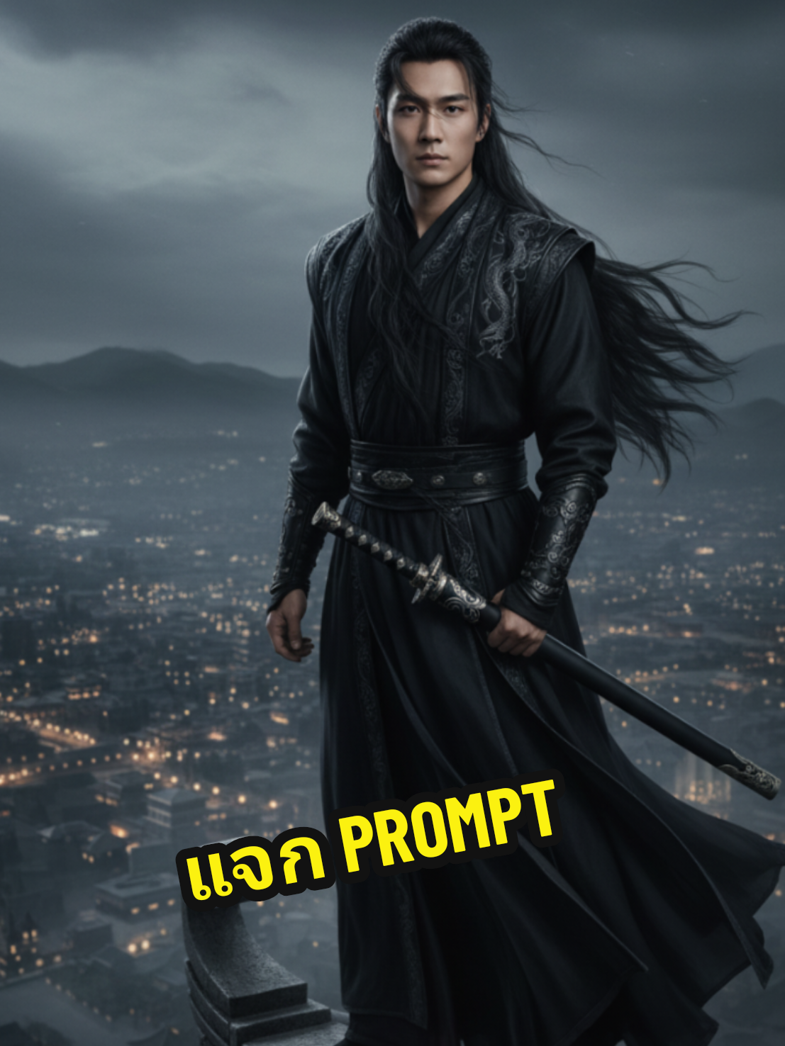 แจก Prompt แนวซีรี่ย์จีน แนวจอมยุทธจีน นินจาจีน โทนสีดำ #ซีรี่ย์จีน #หนังจีน #gemini #prompt #จอมยุทธ์ 