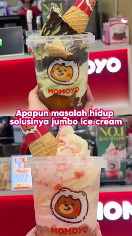 Apa pun masalah hidup ku selagi masih ada jumbo ice cream tetap aman 💖✨ #momoyo #fypシ゚ #fyp #jumboicecram #icecream 