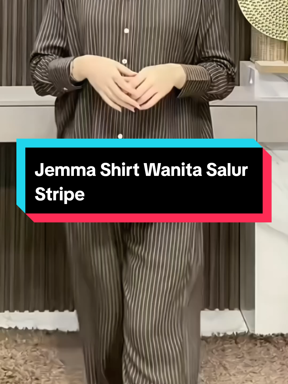Jemma Shirt Wanita Salur Stripe#onesetkekinian #onesetviral#onesetsalur #fyp #fypシ゚ 