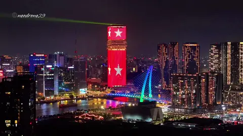 Marina Central Tower – Ho Chi Minh City The new landmark in District 1 reshaping the skyline. At night, its entire façade lights up with integrated LEDs.  Filmed with a DJI Air 3S drone #hochiminhcity #neodrone29 #djiair3s #marinacentraltower #marinacentral 