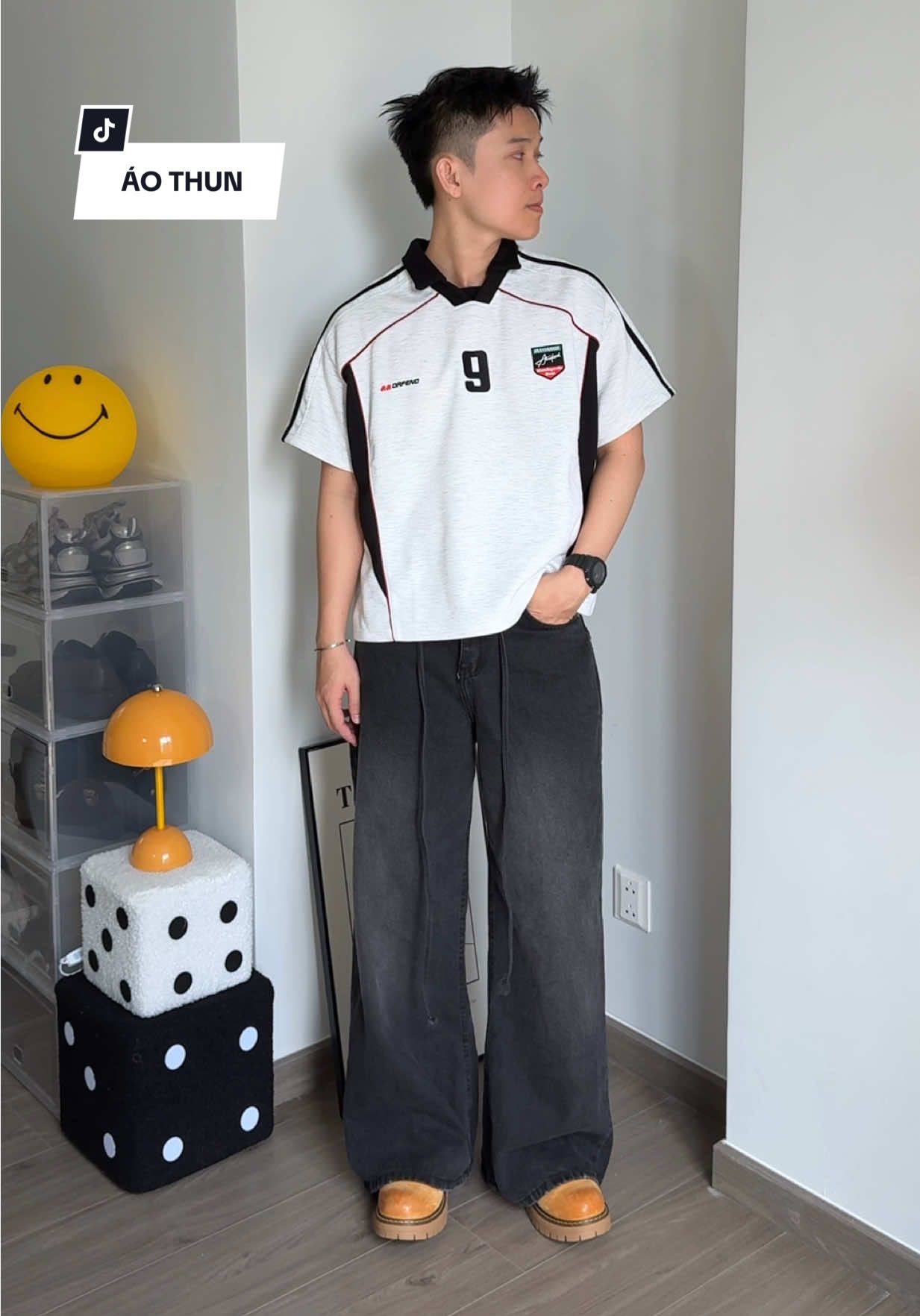 Áo thun polo jersey số 9 👏 #goclamdep #outfit #aothunboxy #aothunjersey #iamloc1108 
