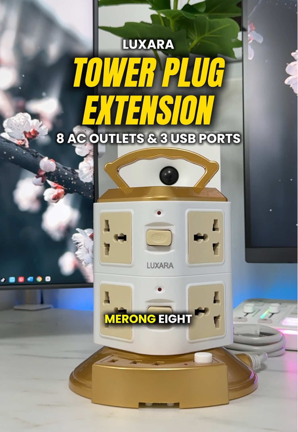 Aesthetic Table Top Tower Extension Cord @LUXARA Philippines #towerplug #tabletopextension #extensioncord #aesthetic #heavydutyextensionsocket 