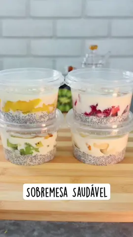 🍓🥭 Sobremesa saudável em 5 min! Delícia + saciedade + zero culpa ✨ 👉 Quem aí ama receita prática assim? #ReceitaFit #SobremesaSaudável #overnight 