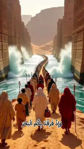 البحر ينفتح طريقًا لنجاة المؤمنين، ثم يعود ليقضي على الظالمين انتقام وعدلٍ إلهي ونصرٌ للمؤمنين أمام أعينهم #قران_كريم #قران #اسلام #مسلم #اسلاميات           