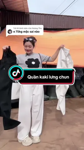 Trả lời @Hoàng Thu quần suông kaki lưng chun rẻ đẹp#quansuongkaki#quansuongbigsize#quaánuonglungchun#bigsizenu