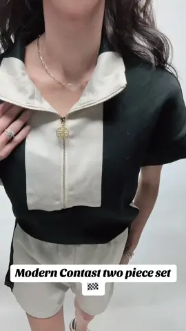 🖤🤍🏁MODERN CONTRAST🏁🤍🖤 😎This stunning set is perfect for EVERY OCASION! The material is so soft it feels like you’re wearing PJs all day but you still look great! This piece is available for $54.98! 😍  #milliedayshops #fashiontiktok #boutique #FYP #FashionFinds 