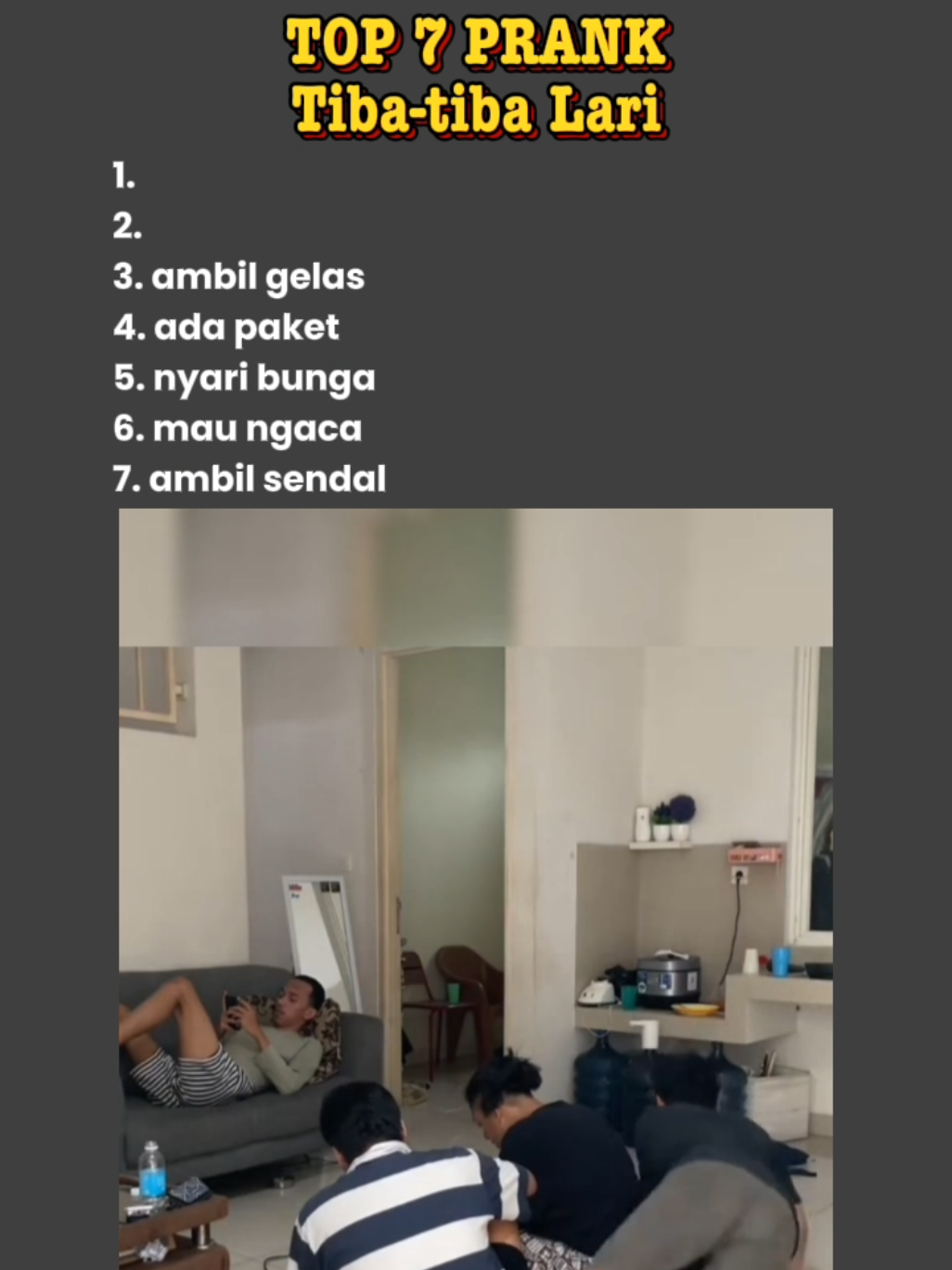 top 7 prank tiba-tiba lari yg bisa bikin teman jd ikut lari jg 😆 #prank #pranklari #tibatibalari #hiburan #sipalinglucu 