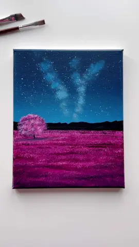 🌸 Galactic Blossom 💖  I painted something similar before, but this time I wanted to try different shades of pink :) my favorite color. It feels more alive, almost like the galaxy is glowing with it. Do you also get that feeling? . . . . . . . . . . . . . . . . . . . . . . #treesurgeon #arttok #fypage #acryliconcanvas #arttutorial 