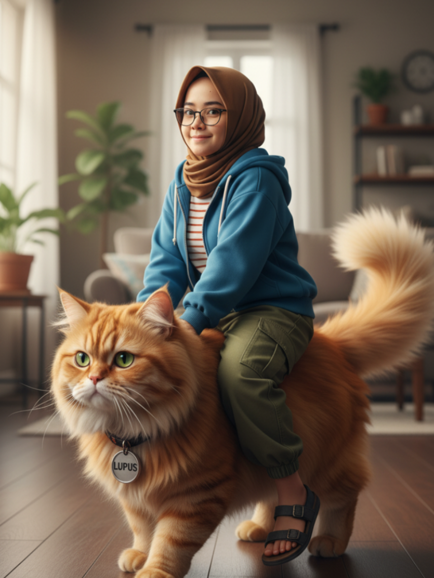 Punya kucing? pengen naik kucingmu?  #gemini #prompt #miniature #aivideo #kucing  prompt gemini ai kucing lucu @syukakucingoren 