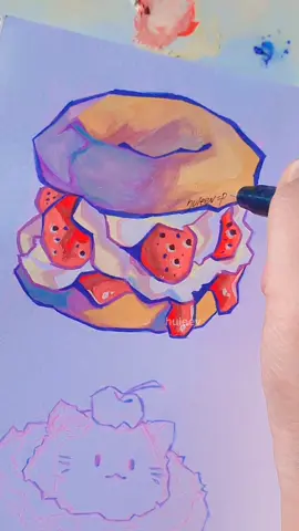 Sorry for my color palette, it made the food look spoiled lmaoo 😭🤣 #fyp #foryou #foryoupage #art #satisfyingart #satisfyingvideo #satisfying #draw #gouache #paint #painting #shadowbanned #arttok #artistsoftiktok #artist #artist #drawing #foodart #aesthetic #aestheticart 