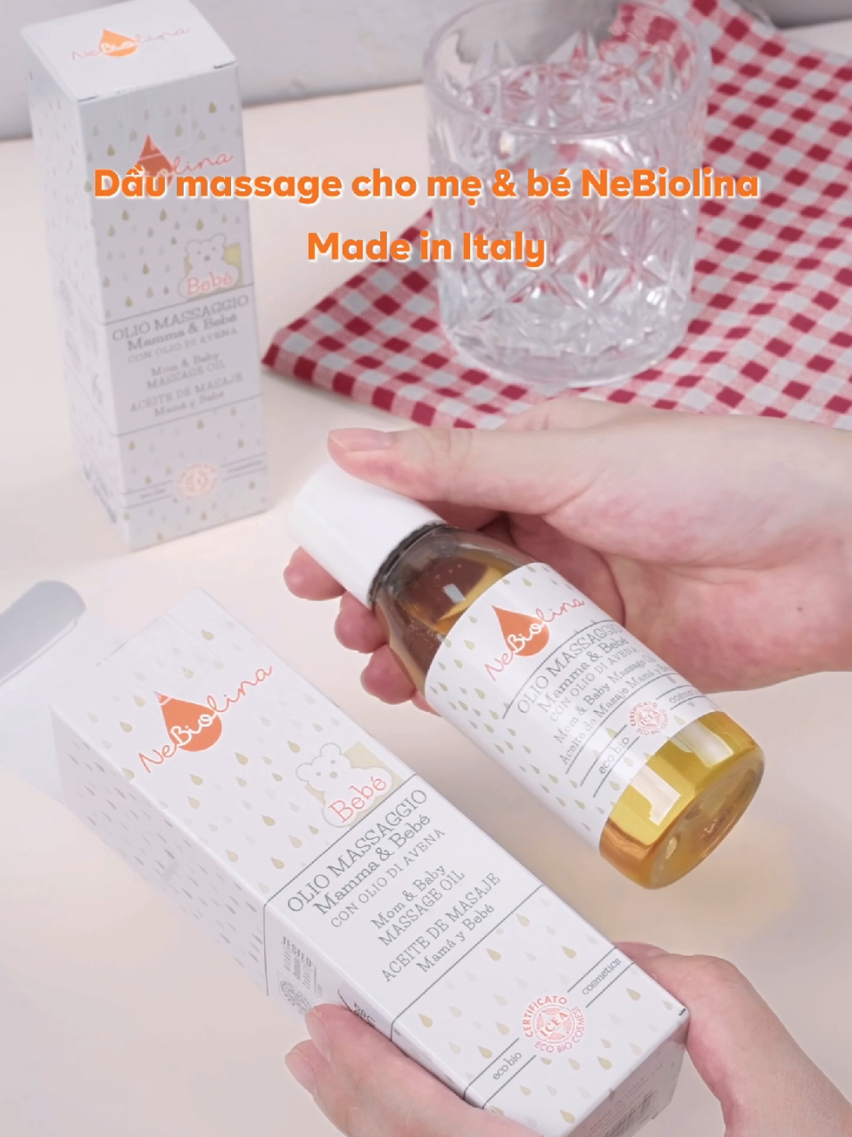Dầu massage hữu cơ chuẩn quốc tế NeBiolina dành cho mẹ và bé. #nebiolina #ICEA #myphamhuuco #daumassage #massage 