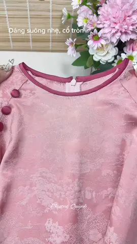 Áo dài cách tân dáng suông cổ tròn tay loe #aodai #aodaivietnam #aodaicachtan #thoitrang #fypシ゚ 