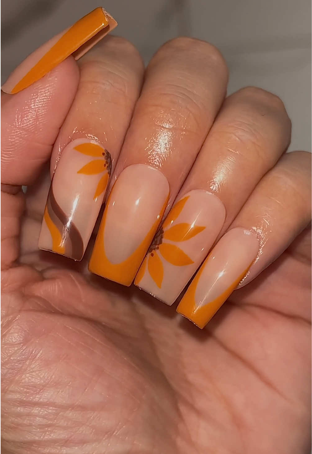 Fall Nail Inspo: Sunflowers & Yellow Frenchies🌻🤎 Created with the following colors from @Kiara Sky Professional Nails “Fall Edit” gel polish kit: (Use code “PRBestie10” to save on your orders!) • Peek-a-Boo • Not Your Honey • Cinnamon Twist • Knocked Out Recreate this look and be sure to tag me when you do! 🫶🏻 #KiaraSkyNails #KiaraSkyNailsPR #fyp #nailtutorial #fallnails  nails, nail inspo, nail ideas, fall nails, fall nail art, sunflower nails, easy nail art, nail videos, nail tutorials, short nails, square nails, yellow nails, french nails, flower nails, abstract nails, nj nail tech