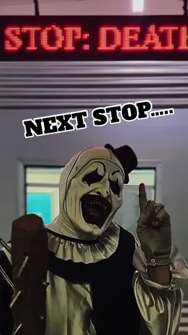Next Stop ☠️ Would you ride with Art the Clown? #halloween #hhn #arttheclown 