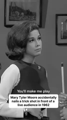 A professional pool player was on standby to make that shot after the live taping, but turns out, he wasn’t needed! Mary Tyler Moore sank the difficult shot herself during a live taping of The Dick Van Dyke Show. It was unexpected, but as the great actress she was, she stayed in character and carried the scene flawlessly. Moore was ahead of her time in more ways than one: she changed the way women in the entertainment industry were perceived, she was a steadfast and outspoken champion of #genderequality, and she improved representation for women, both on screen and behind the camera. In fact, by the mid-1970s, her production company had hired more women than the entirety of CBS (the network that broadcasted the hashtag #MaryTylerMoore Show) and employed more female writers than any other sitcom at the time. Here’s to sinking the shot, and leaving a legacy that still inspires today.