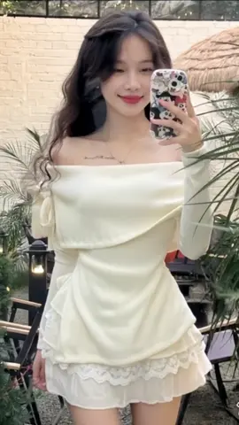 Sét váy 2 món gồm áo trễ vai bo tăm bẻ vai tay dài chéo vạt #xuhuong #viral #setvay2mondomaotrevaibotambevaitaydaocheovat#thoitrangtre #thinhhanhxuhuongtittok2025 