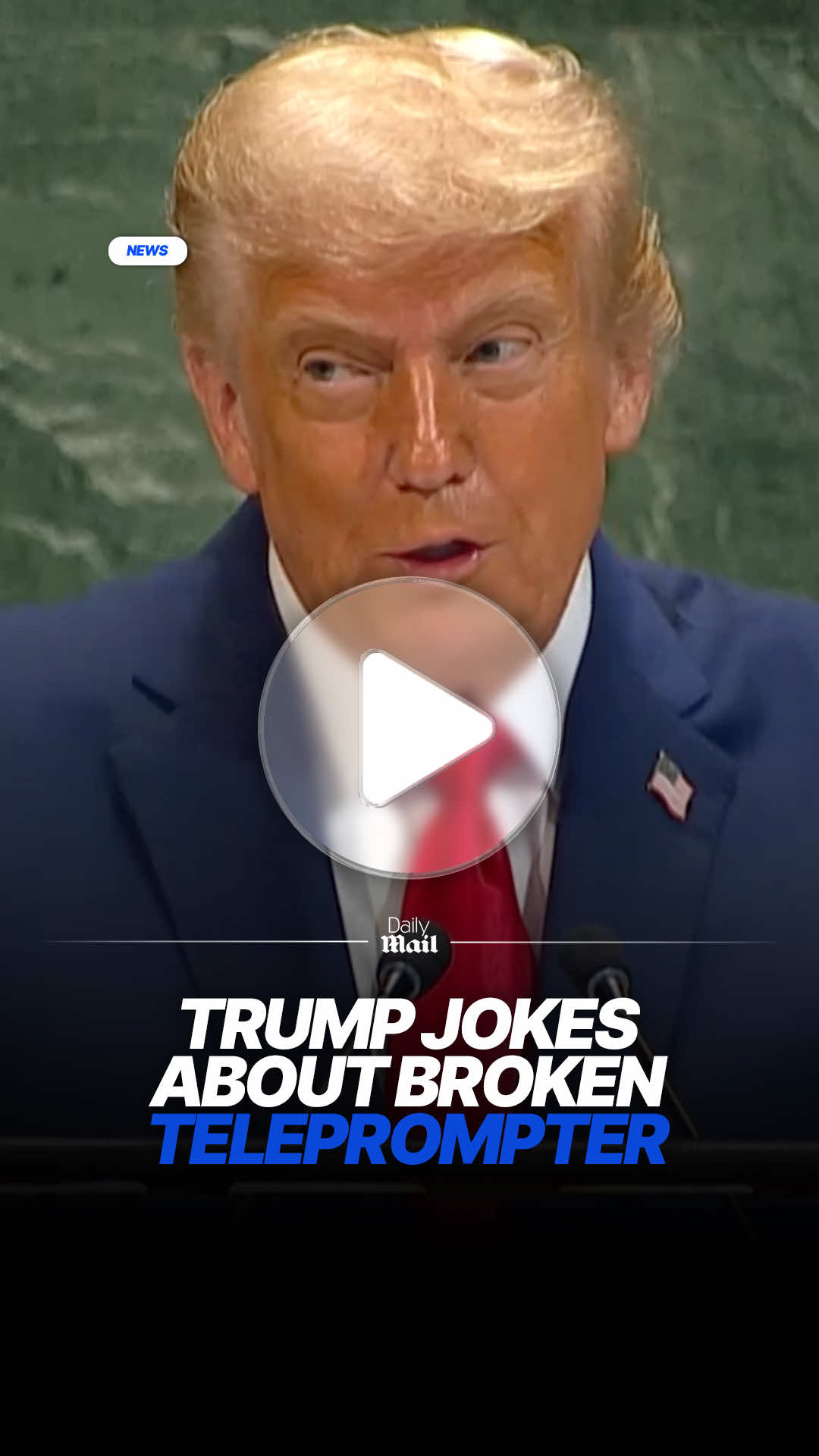 Speaking to the UN, Donald Trump joked about the broken teleprompter. 'Whoever's operating this teleprompter is in big trouble,' he said. #news #trump #politics #un 