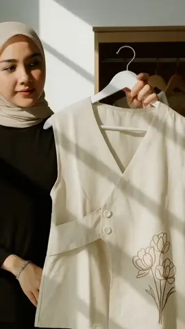 Vest Rosi Twill Bordir wanita #vestbordir #vestwanita #outerkekinian #tiktokshop #fyp 