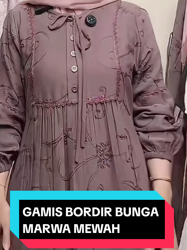GAMIS BORDIR BUNGA MARWA #gamis #dress #dressmurah #dresscantik #gamismurah 