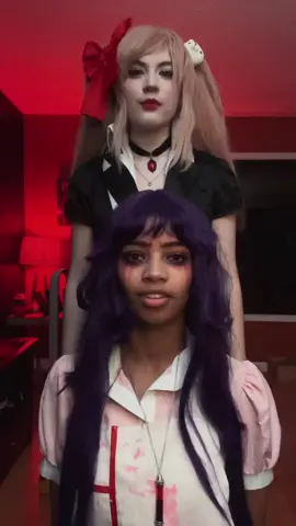 guys the iconic duo is back and bringing back danganronpa while we are at it😝😝 -@rose  - -  -i had sm fun filming videos with silly rose 😣 - - - - -#junkoenoshimacosplay #mikantsumikicosplay #junkoenoshima #mikantsumiki #danganronpacosplay 