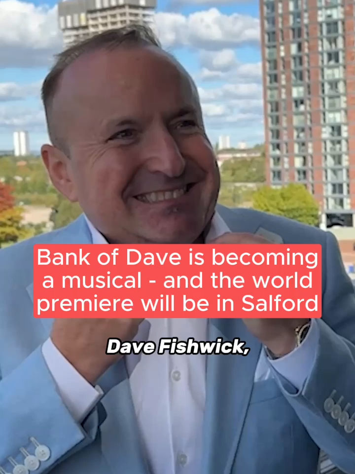 Bank of Dave, the real-life story turned into a Netflix film phenomenon, is to become a musical for the first time - and the world premiere will start in Salford. The real life of Burnley entrepreneur Dave Fishwick and his David and Goliath battle with the British banking system, was turned into two smash hit Netflix films that took his exploits globlal. Now Bank of Dave the Musical will bring it to life with songs and dance. And Dave himself says it's 'bonkers' as he spoke about the plans for it all.  #bankofdave #musical #salford #burnley #manchestereveningnews