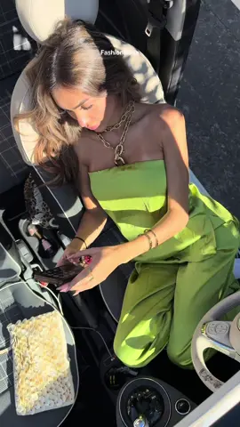 @Fashion Nova  Always Glammed Up tube top and satin pants set - Chartreuse Kimoko Satin Pant Set - Green/combo #fyp #pourtoi 