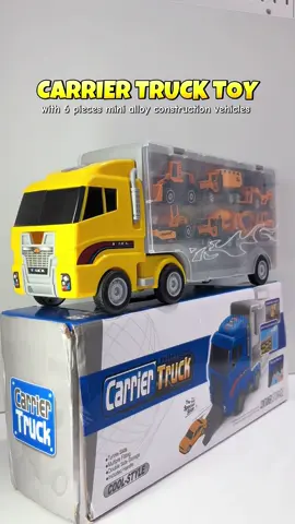 Carrier Truck Toy with 6 pieces mini alloy construction vehicles! Perfect gift for kids. #carriertruck #carriertrucktoy #constructionvehicles #toysforkids #kidsgiftideas 