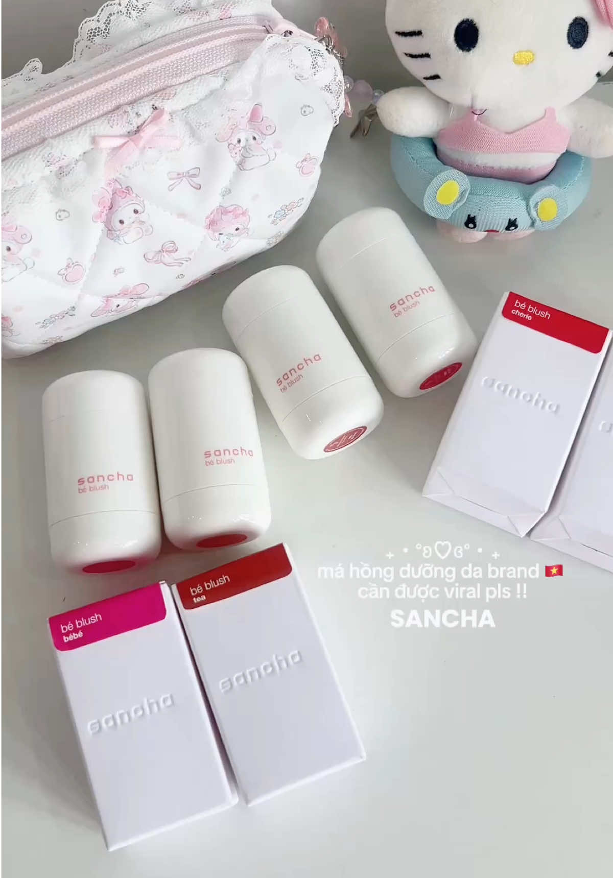Má hồng dưỡng da siu iu , mới lauch cho chị em 🎀màu siu cưng lun í 🥰🫧@SANCHA Vietnam #bébégirls #béblush #SANCHA #sanchaskin #goclamdep 