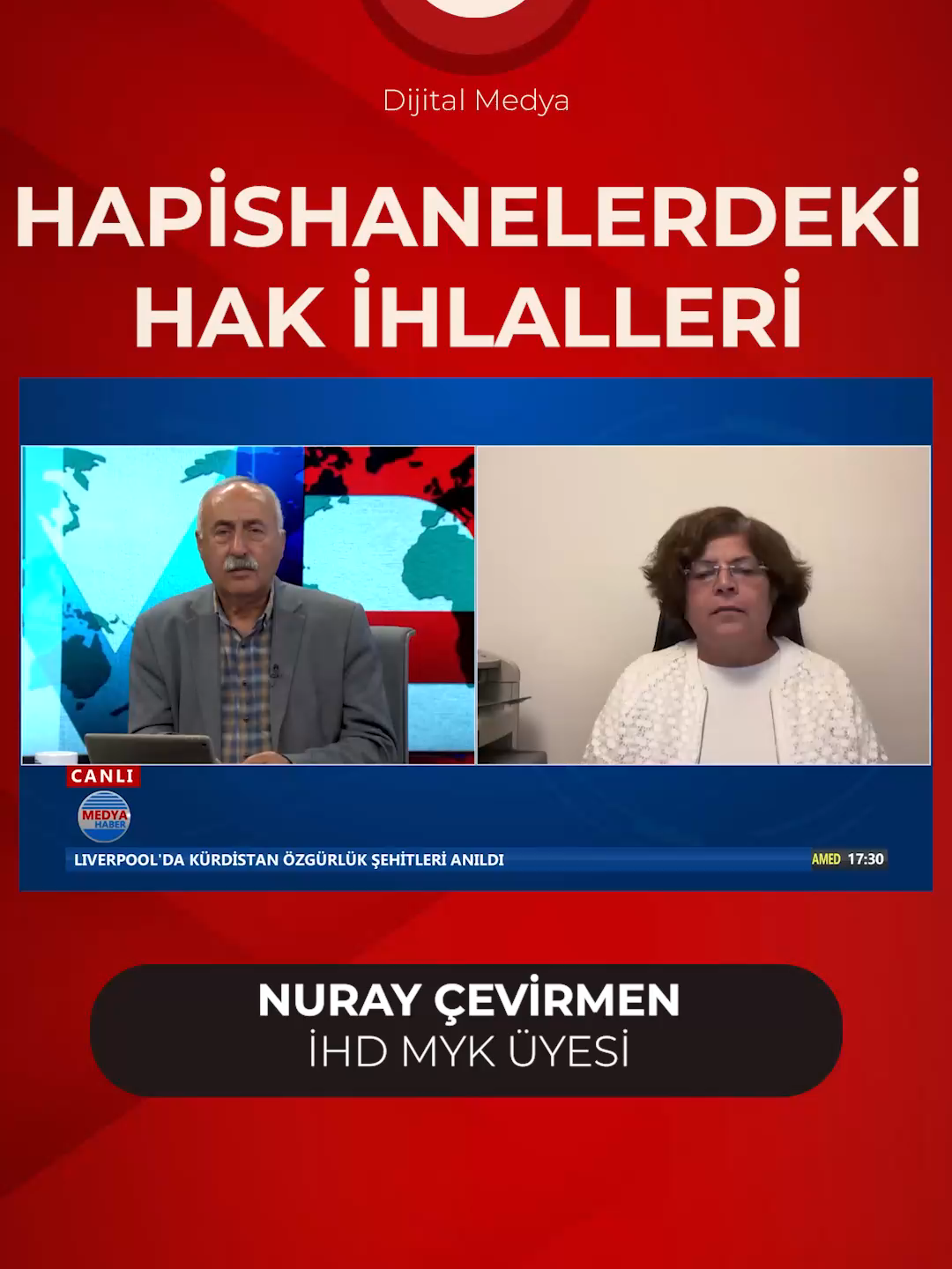 🚩HAPİSHANELERDE HAK İHLALLERİ ARTARAK DEVAM EDİYOR 🗣️İHD MYK Üyesi Nuray Çevirmen: 📌İçinde bulunduğumuz devlet yapısı, halkını cezalandırmayı esas alan bir sistem kurmuş durumda. 400’ün üzerinde hapishane, 400 bine yakın mahpus var. Bu şartlarda hak ihlallerinin yoğunluğu şaşırtıcı değil. İnsan haklarına duyarsız, hukuk normlarını eğip büken bir yönetim anlayışı hâkim. Toplum ise yıllar içinde bu adaletsizliklere karşı duyarsızlaştırıldı; mahpuslar yalnız bırakıldı. #MedyaHaber #MedyaHaberTv