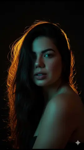 tutorial rápido e fácil ❤️✨ baixa o Gemini no Google ou Playstore  . escolha uma foto de boa qualidade  . cópia esse texto 👇🏼👇🏼😘 .:Faça um Retrato pessoal de alta gama, ultra realista da pessoa na foto fornecida, preservando sua fisionomia, idade aparente, gênero, tom de pele, cabelo, olhos e expressão únicos Negativos: Não distorcer traços, sem mudanças de idade ou gênero, sem pele plástica, sem roupas inventadas (salvo o fallback indicado), sem dedos extras ou ausentes, sem ruído, sem textos nem marcas d’água. • Texturas de pele, cabelo e tecido fotorealistas. Sujeito principal: Uma mulher com cabelo solto e levemente desalinhado, de tonalidade castanho-escuro. O cabelo é intensamente iluminado por trás, criando um halo dourado luminoso que contrasta fortemente com o fundo escuro. Expressão e pose: Ela gira o rosto em direção à câmera, com o olhar direto mas parcialmente coberto por sombras. Sua boca está levemente entreaberta, acrescentando um ar expressivo e íntimo à imagem. O ombro descoberto e a fina alça de uma peça de roupa, quase imperceptível, sugerem um retrato artístico, mais sensual do que documental. Iluminação: • Contraluz muito forte e quente, provavelmente com um gel amarelo/laranja, que envolve o contorno do cabelo. • Uma fonte secundária fria (luz azul/verde) ilumina o rosto e parte do ombro, criando um contraste de cores complementares (quente no cabelo, frio na pele). • O fundo é totalmente escuro, isolando completamente a modelo e destacando os brilhos da sua cabeleira. Cor e atmosfera: A imagem explora um esquema bicolor quente-frio. O resultado é dramático, cinematográfico e com um toque etéreo. Lente: • Lente fixa (prime), entre 50mm e 85mm em formato full frame. • Isso se deduz pela suave compressão do rosto e dos ombros, típica de lentes de retrato. • Abertura ampla (f/1.4 – f/2.8). Estilo fotográfico: Retrato artístico com forte intenção dramática. #gemini #fotos #ia #fyp #foto 