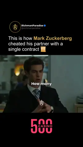 A contract can ruin an entire friendship ⚠️ When Facebook was just starting out, the person who helped Mark Zuckerberg finance and support it was his best friend, Eduardo Saverin. But as the company grew, new investors brought pressure and a different vision than Eduardo’s and that’s when Mark decided to betray his friend. It all came down to a contract that Eduardo signed. Initially, it gave him a higher share, but new investors quickly diluted it. In a blink, he went from owning 34% of Facebook to just 0.03%, essentially being kicked out 💔. This led to a massive lawsuit and ended their friendship forever. Lesson: Always read contracts carefully and hire a lawyer or accountant to make sure you’re not getting screwed over 📄💡 #Facebook #markzuckerberg #business #deals #startup      Movie: The Social Network