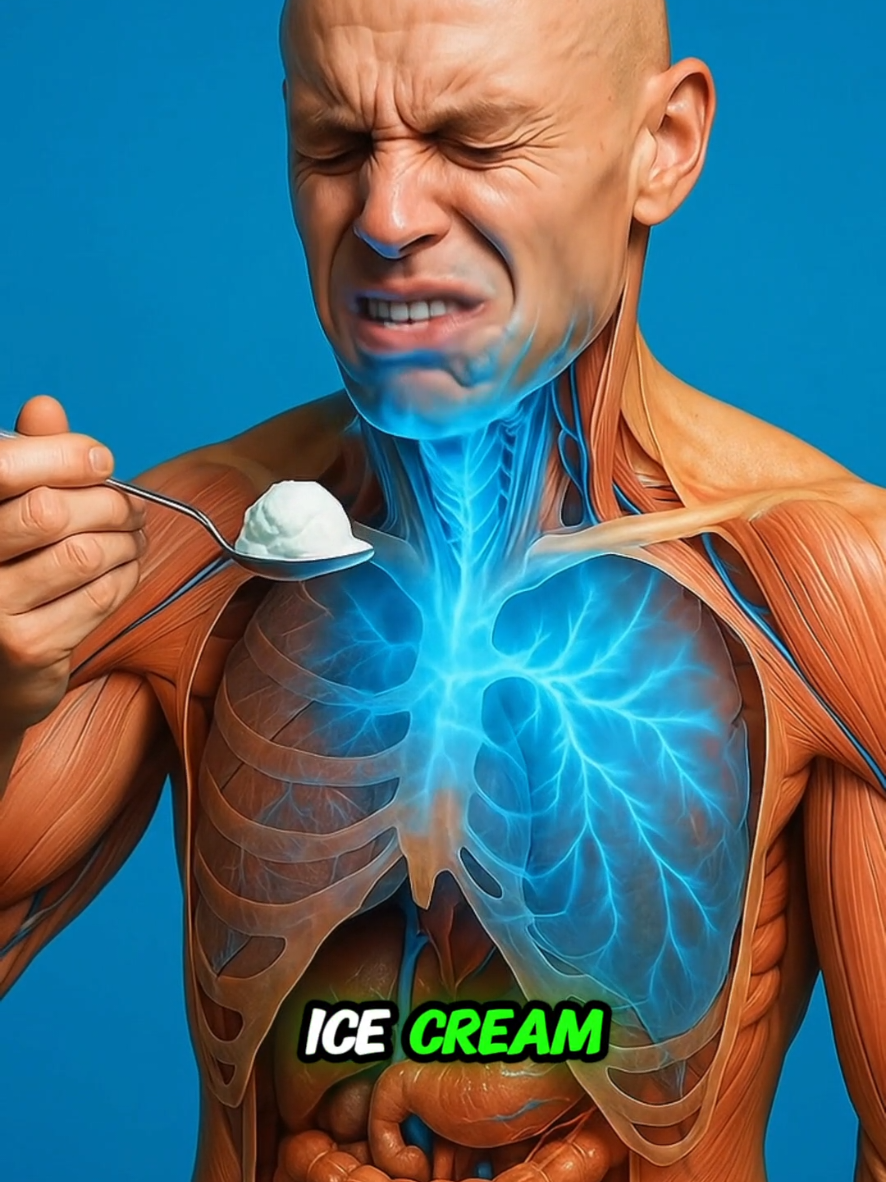 Science in action. What happens while eating ice cream inside of your body? #humanbody #anatomy #health #sciencetok #aiart 