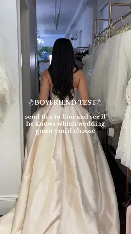 Let us know, did he guess right?? 👀 See a gown you love? Call or text us at 718-524-5485 to book your bridal appointment 💍 #weddingdressinspo #bridalboutique #weddingdressshopping 