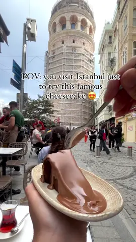 This cheesecake is the real Istanbul landmark 😍 Have you ever tried this dessert in Istanbul? Tell us ⬇️  IG: olya.polianicheva #IstanbulEats #GalataTower #IstanbulFood #CheesecakeLovers 
