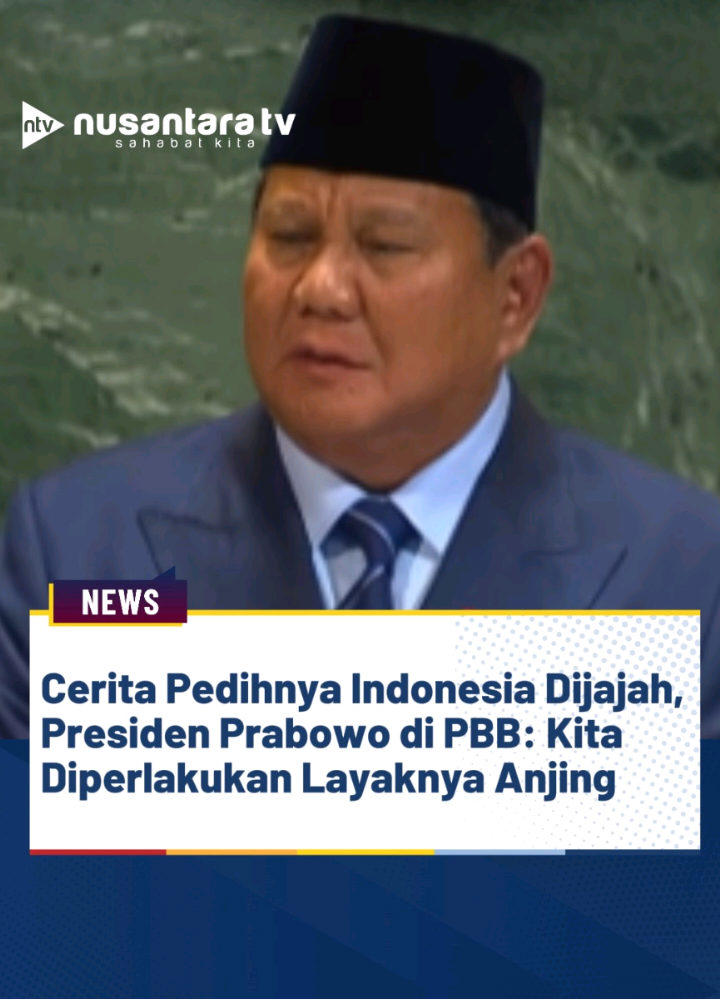 Presiden RI Prabowo Subianto bercerita pedihnya Indonesia dijajah pada pidatonya di Sidang Majelis Umum PBB, Selasa (23/9/2025). Prabowo mengatakan orang-orang Indonesia tahu persis arti dari keadilan yang dirampas bahkan diperlakukan layaknya anjing di tanah sendiri. 