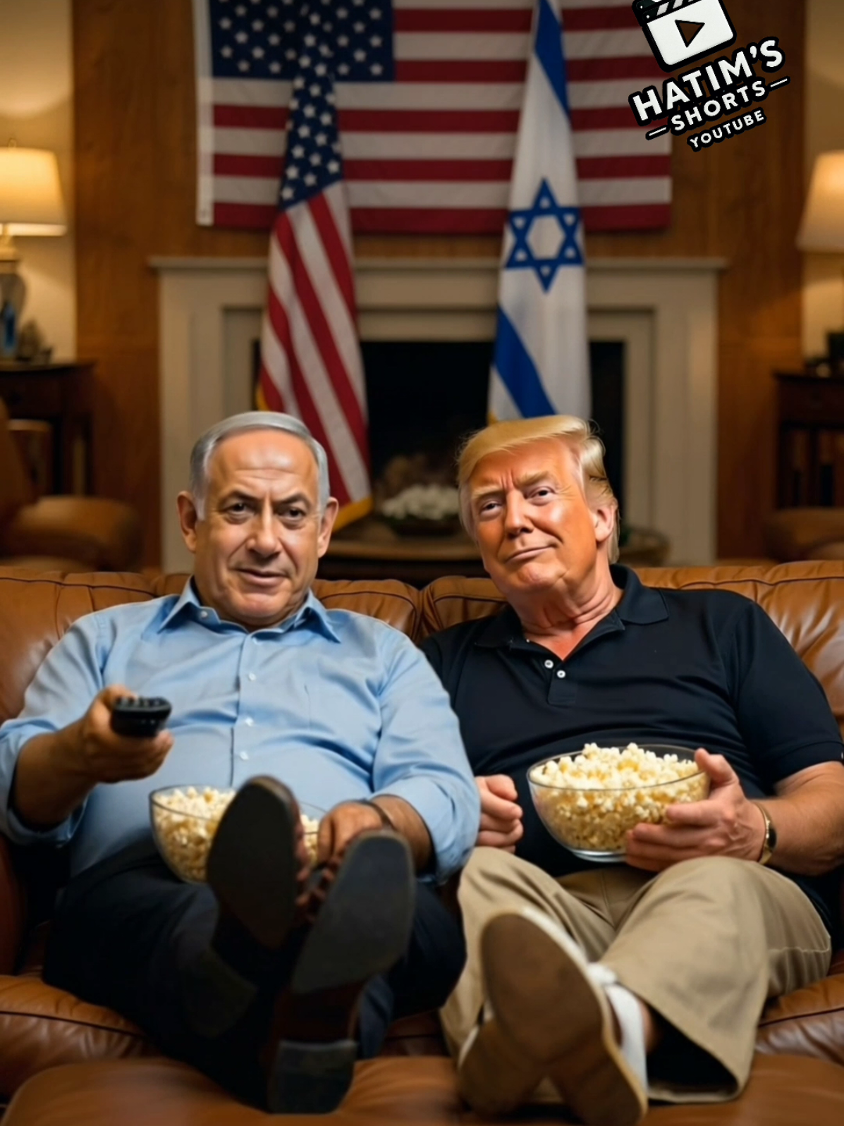 Trump and Netanyahu's reaction to Macron's UN speech😂  The moment Trump & Netanyahu saw Macron recognize Palestine as a state… popcorn started flying 🍿😂 AI parody – just for fun. #Macron #Trump #Netanyahu #Palestine #Funny 
