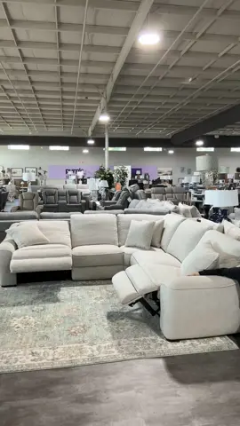 The Mayflower 5-Piece Power Sectional in Sand is all about hidden comfort and sleek design! With discreetly placed power buttons, three smooth power recliners, power headrests, extended footrests, and even lay-flat mechanisms — it’s the sectional that does it all. 🙌 Topped off with eco-feather seating, it’s cozy, modern, and built for serious lounging. On sale NOW! #furniture #livingroom #upgrade #recliner #couch 