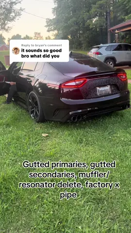 Replying to @bryan  full catless exhaust setup. • AI generated  • #fyp #stinger #carsoftiktok #exhaust 