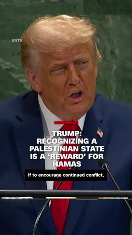 President Donald Trump framed the growing momentum for a two-state solution at the United Nations General Assembly as a “reward” for Hamas as he reaffirmed calls for a ceasefire and an end to the conflict in Gaza. #CNN #News 