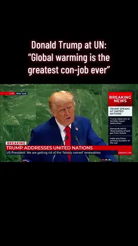 US President Donald Trump speaks at the United Nations, calling climate change a “con-job.” His remarks spark global debate — is this strong leadership or dangerous denial? What do you think? #DonaldTrump #ClimateChange #WorldNews #TrendingNow #ForYou 