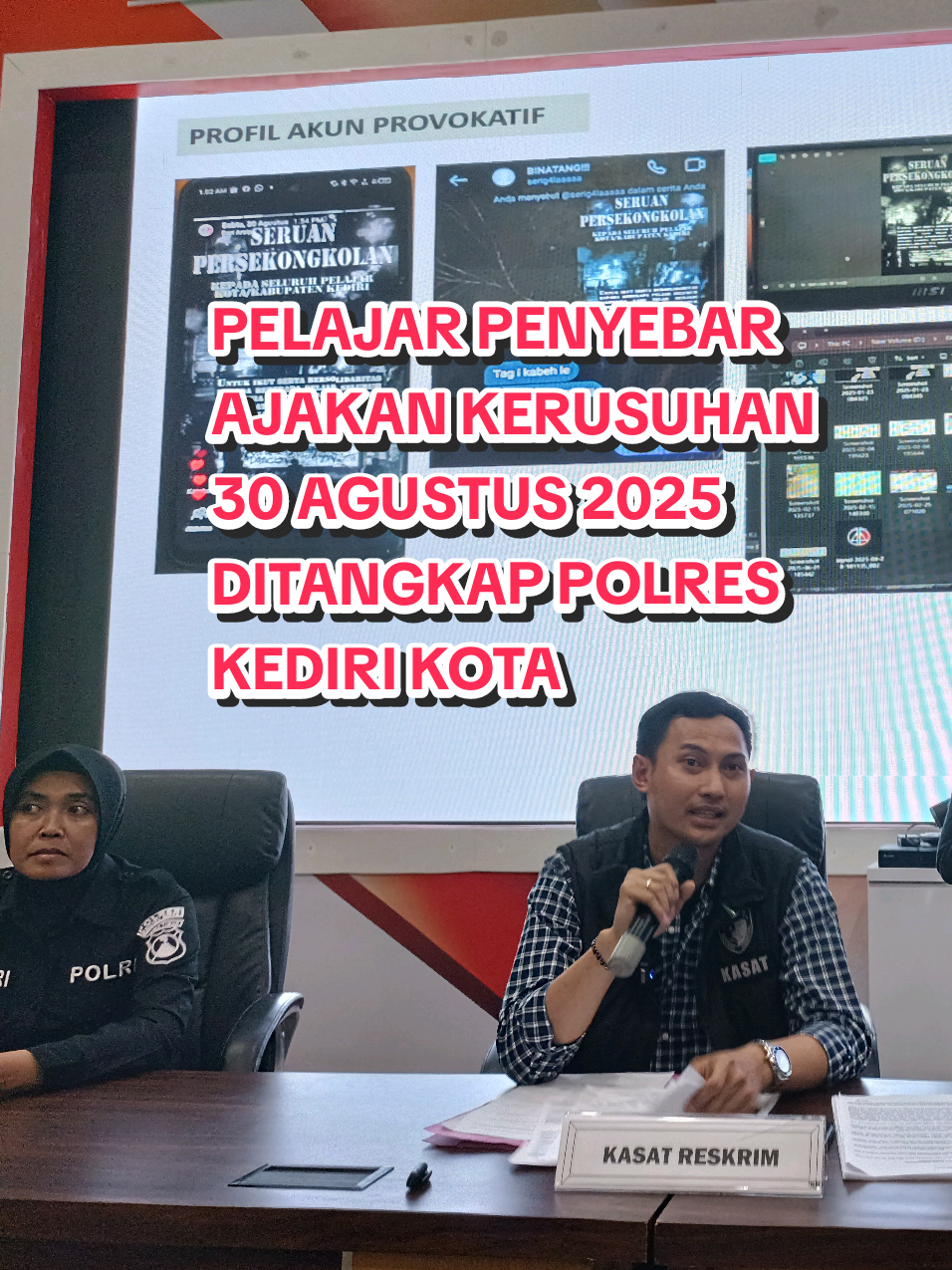 seorang pelajar berinisial F diamankan Polres Kediri Kota karena diduga menyebarkan provokasi kerusuhan, saat terjadi aksi unjuk rasa berujung anarkis di Kota dan Kabupaten Kediri, pada Sabtu (30/8/2025). #polreskedirikota  #kotakediri  #demokediri  #kediri24jam  #fyp 