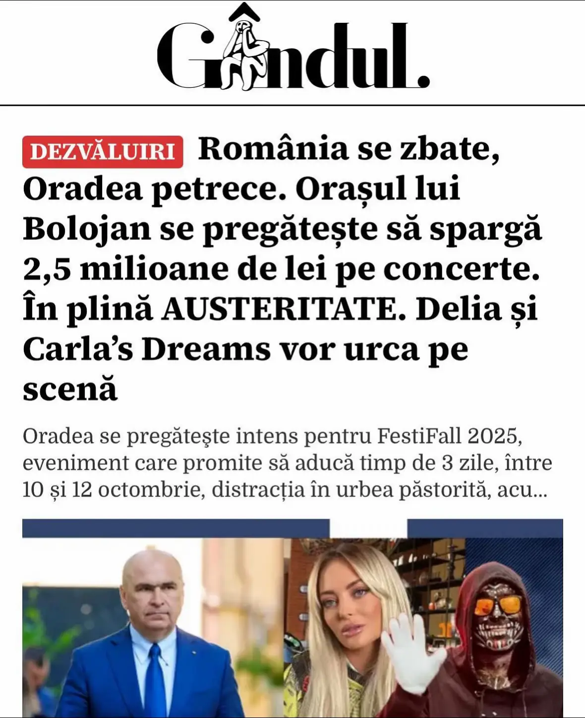 Vine nota de plată pentru propaganda din campania electorală făcută pentru Nicușor Dan și Ilie Bolojan! https://www.gandul.ro/actualitate/romania-se-zbate-oradea-petrece-orasul-lui-bolojan-se-pregateste-sa-sparga-25-milioane-de-lei-pe-concerte-in-plina-austeritate-delia-si-carlas-dreams-vor-urca-pe-scena-20642276 #romaniainformata #romaniainformatacorect #romania #fyp 