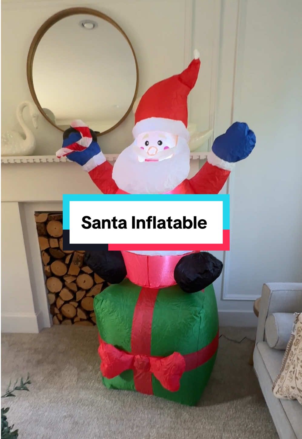 Santa Inflatable 79.86 inches tall plugs in to inflate. Inflates in seconds.  #tiktokshopfalldealsforyou #tiktokshop #inflateable #holidaydecor #christmas 
