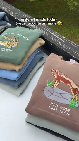 Finally back and orders have started to go out! Whats your favorite animal? Comment below and it might be next! #animals #embroideredsweatshirts #embroideredhoodie #sweatshirts #animallovers 