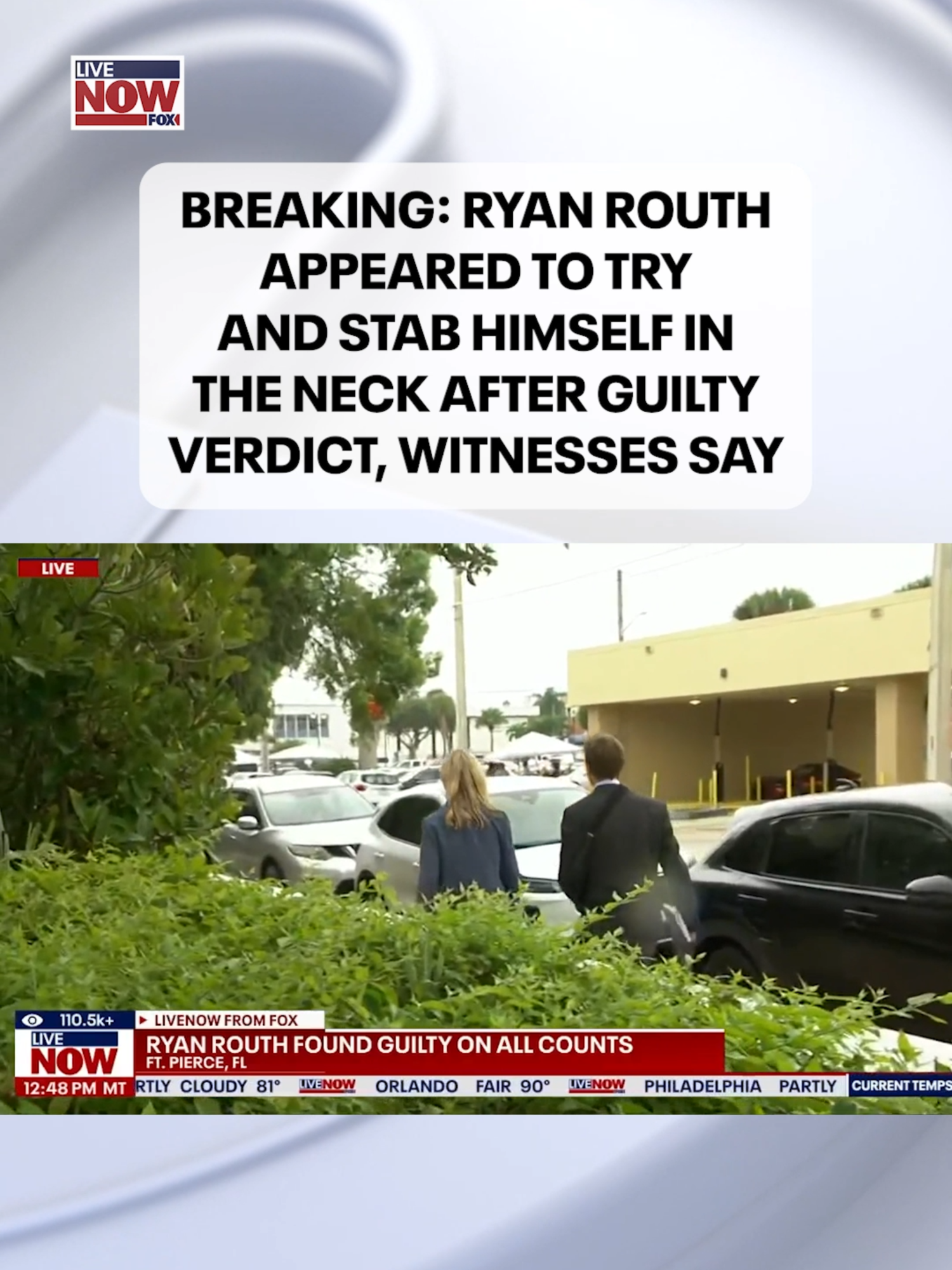 Ryan Routh has been found guilty of attempting to assassinate President Donald Trump last year at his Florida golf course. After hearing the guilty verdict, Routh appeared to try and stab himself in the neck, witnesses say. Four U.S. Marshals then dragged Routh out of the courtroom, shackled him, and brought him back into the courtroom, according to FOX News reports.