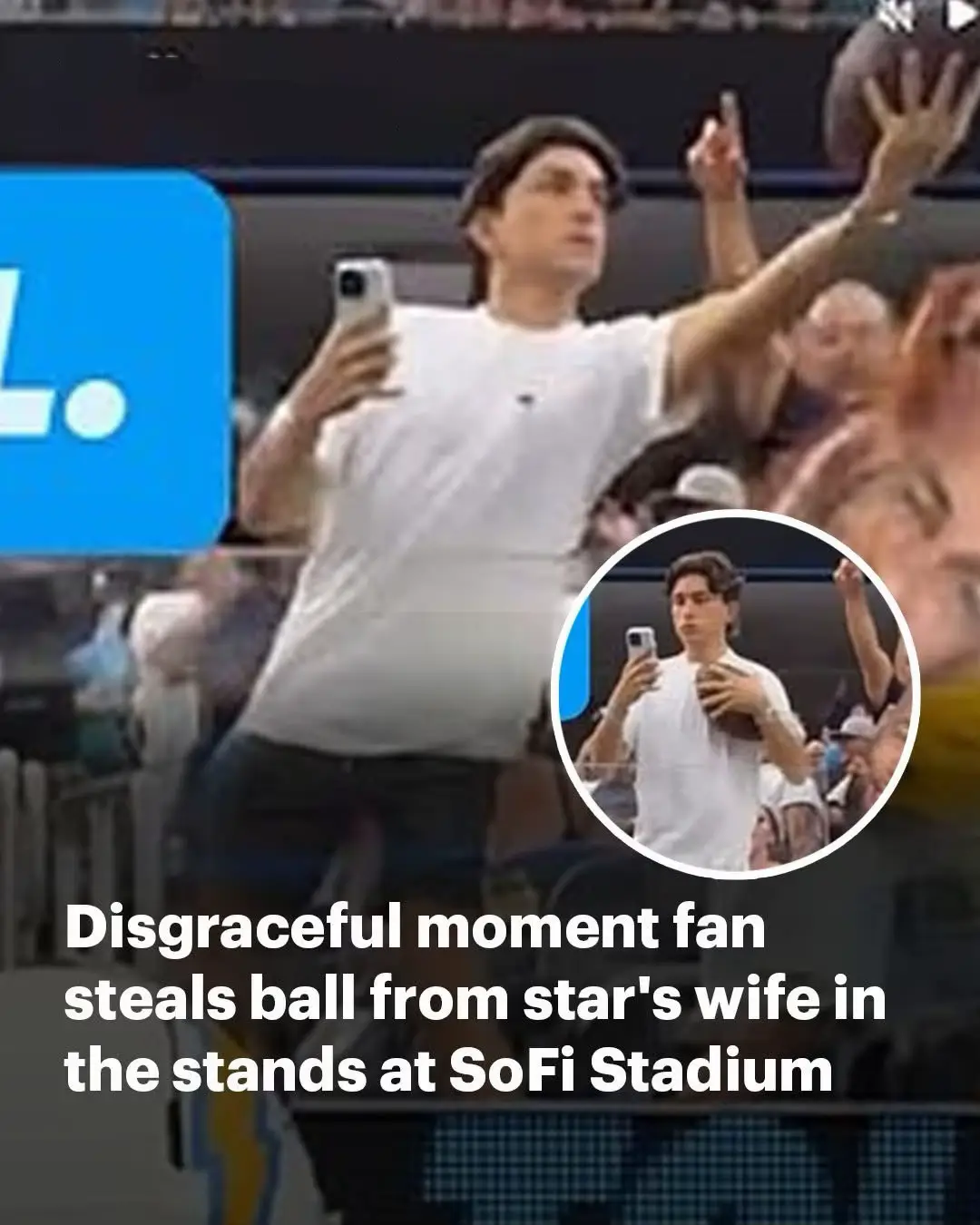 🚨Breaking News🚨 Shocking fan snatches ball from NFL star Keenan Allen’s wife at SoFi Stadium! 🏈😳 The moment has sparked outrage across social media as viewers call out the “disgraceful” behavior.🔥🔥🔥🔥🔥🔥 🚨What would YOU do if this happened? Should stadiums step up security for players’ families? Drop your thoughts, follow, and share!🚨🔥🔥🔥🔥🔥🔥 #KeenanAllen #NFLDrama #SoFiStadium #FanGoneWild #TrendingNow 