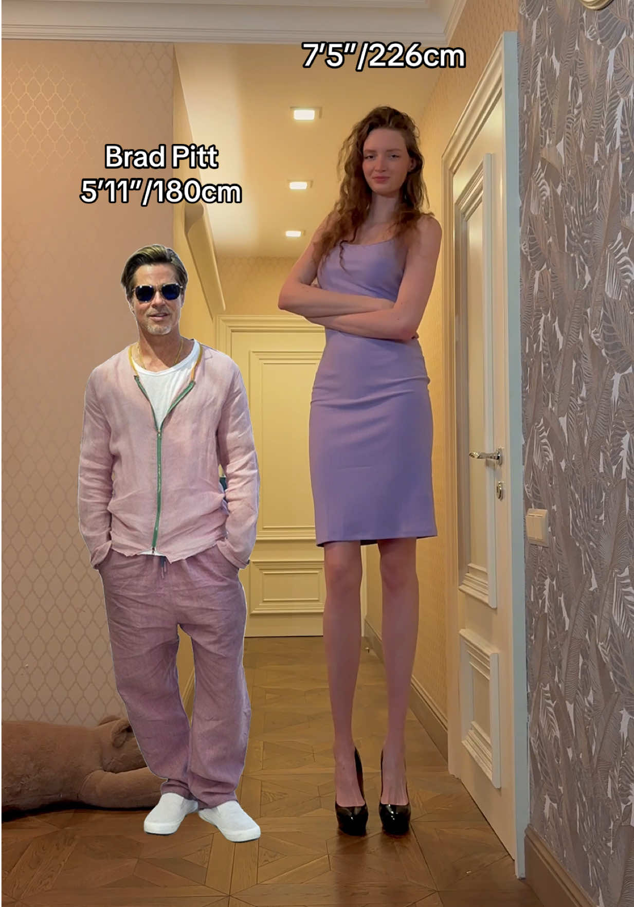 Height Comparison with Brad Pitt✨ #bradpitt #height #tallgirl #longlegs #heels 