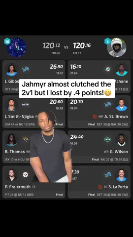 Jahmyr almost pulled off the craziest upset but my team fell short…😂💀 #jahmyrgibbs #fantasyfootball #detroitlions #nfl #pghjay 