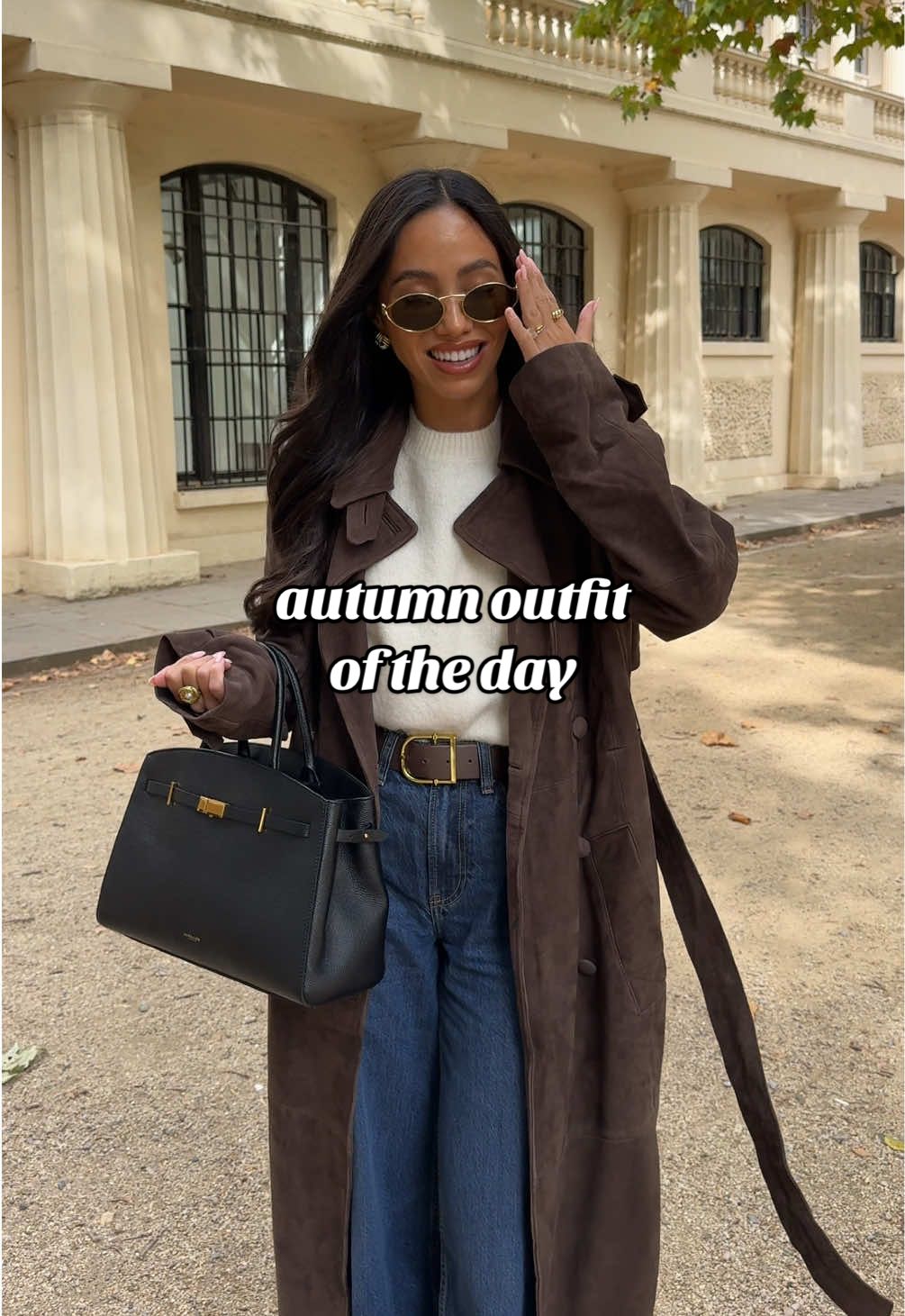 Suede trench coat for fall 🍂 chic autumn outfits  @VeryUK suede trench  @ARKET knit  @abercrombie jeans  @DeMellier bag  @River Island boots  London outfit, outfit inspo, simple autumn outfit #autumnoutfit #autumnfashion #OOTD #outfitoftheday #outfitcheck 